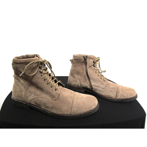 find. Almond Brown Suede Lace Up Side Zip Chukka Boots Men Sz 12 - Picture 1 of 11